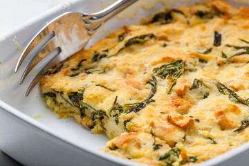 still life of stuffing with spinach