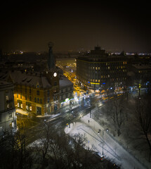 Noc w Krakowie, panorama miasta