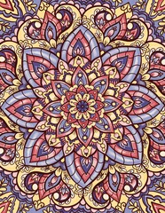 Colored mandala art, 3d mandala painting, psychedelic background
