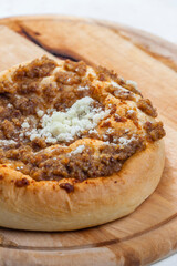a nut pie on the  wooden board