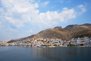 Fototapeta na wymiar viev of Pothia - city on Kalymnos island (Dodecanese islands, Greece)