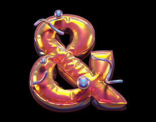 Naklejka premium Golden Abstract alphabet. Ampersand symbol