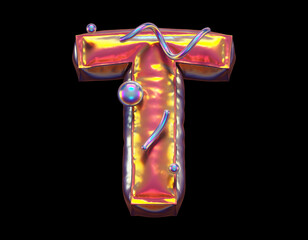 Golden Abstract alphabet. Letter T