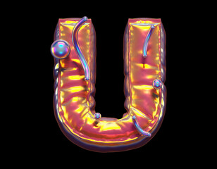 Golden Abstract alphabet. Letter U