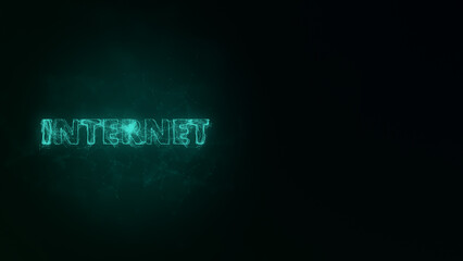 Internet title with plexus effect. Connected lines with dots. Lines title plexus