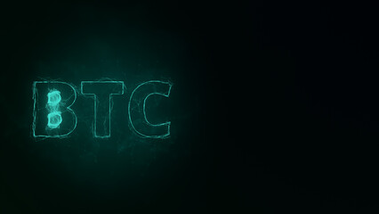 BTC title with plexus effect. Connected lines with dots. Lines title plexus