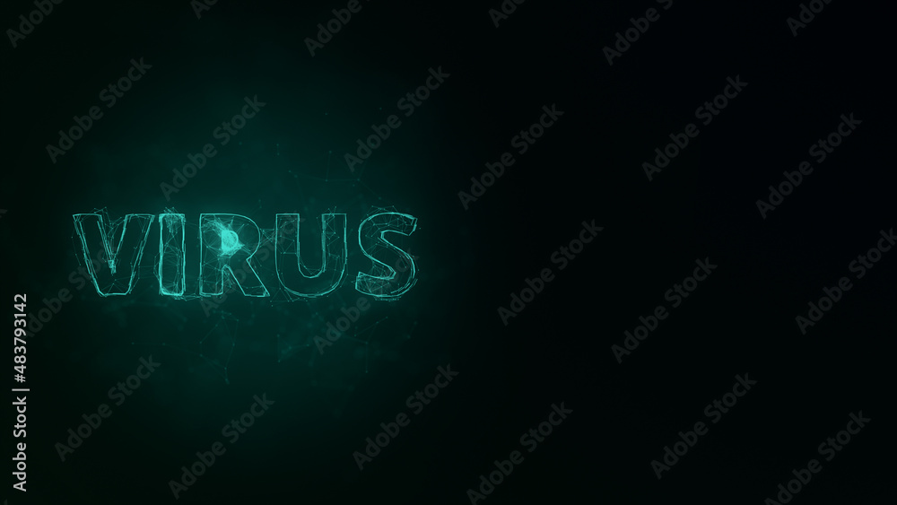 Aufkleber Virus title with plexus effect. Connected lines with dots. Lines title plexus