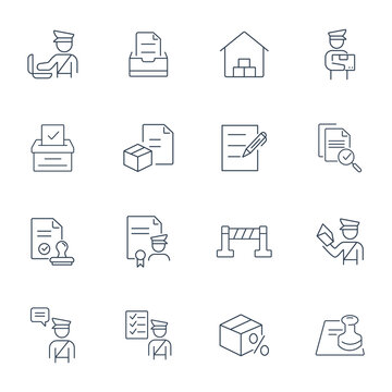 Customs icons set . Customs  pack symbol vector elements for infographic web