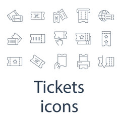 Tickets  icons set . Tickets  pack symbol vector elements for infographic web