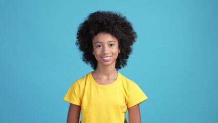 Shocked kid enjoy impressed presents isolated blue color background