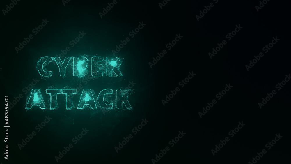 Fototapete Cyber attack title with plexus effect. Connected lines with dots. Lines title plexus