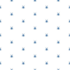 Seamless white and blue. The pattern consists of drawings of  beetles. Vector.