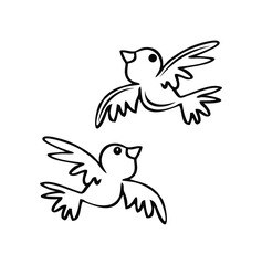 Hand Drawn Flying Bird Outline Illustration