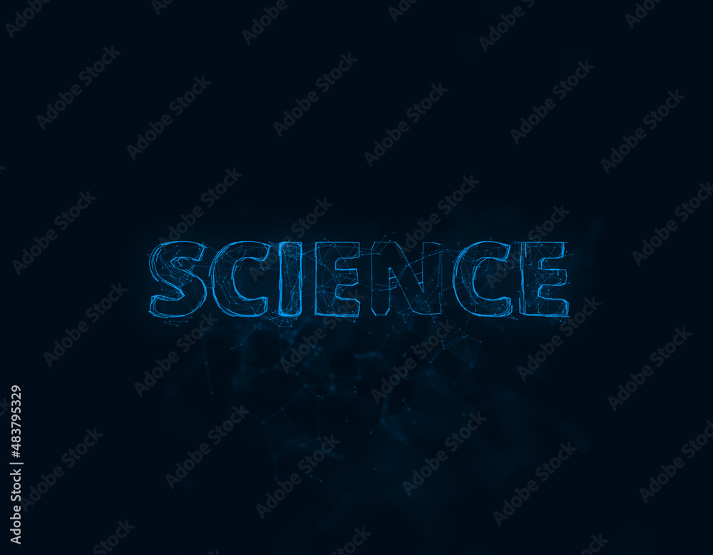 Aufkleber Science title with plexus effect. Connected lines with dots. Lines title plexus