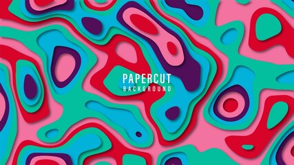 Abstract design background with paper cut shapes origami art style.