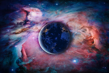 Landscape of Planet, Earth and milky way view from space. (Elements of this image furnished by NASA) © nuttawutnuy