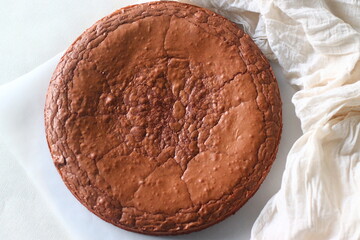 Home baked fudgy chocolate brownie