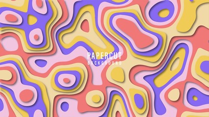 Abstract design background with paper cut shapes origami art style.