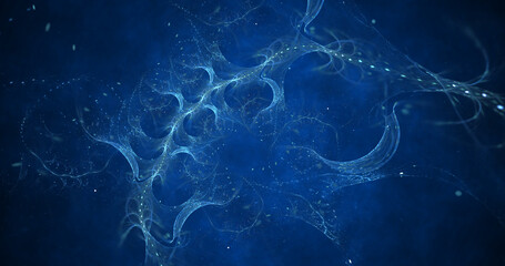 Abstract colorful blue fractal texture. Digital fractal art. 3D render.