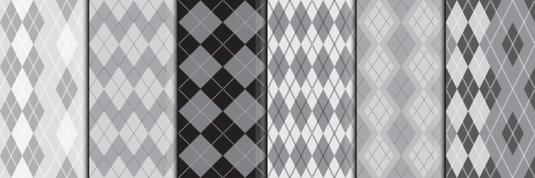 Check plaid seamless set argyle pattern.