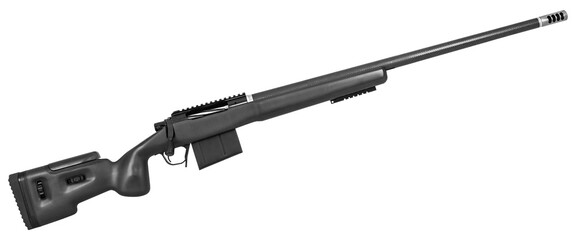 modern sniper rifle on a white background. carbon fiber carabiner.