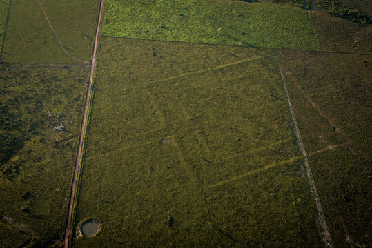 Geoglyphs from amazon in Acre region, north of Brasil. Archaeology discovered geometrical constructions at the field