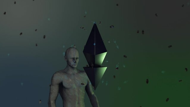 Futuristic digital generated motion abstract matrix cyber environment big data analytic artificial intelligent simulation, loop video for digital background