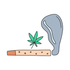 cannabis cigarette doodle hand drawn