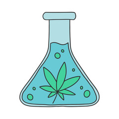cannabis flask doodle hand drawn