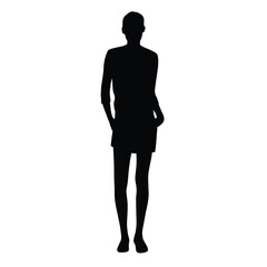 Silhouette of a woman standing,  business people, vector illustration, black color, isolated on white background