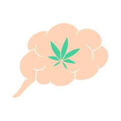 cannabis brain flat doodle hand drawn