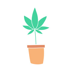 cannabis plant flat doodle hand drawn