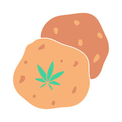 cannabis cookies flat doodle hand drawn