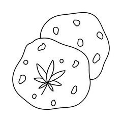 cannabis cookies line doodle hand drawn