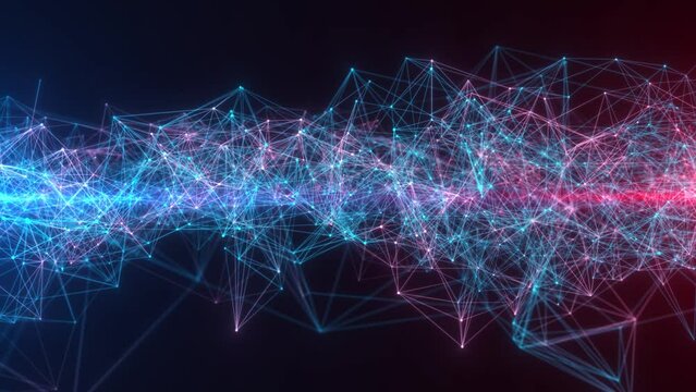 Abstract animated futuristic background. Big data visualization. Network connection. Data transfer. 3d rendering. 4k.