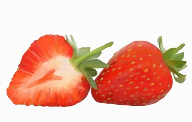 Fresh strawberry fruits isolated on white background.