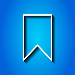 Bookmark simple icon. Flat desing. White icon with shadow on blue background.ai