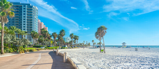 Plage de Clearwater avec du beau sable blanc en Floride USA