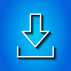 Download simple icon, vector. Flat desing. White icon with shadow on blue background.ai