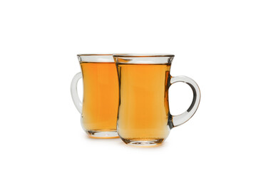 A turkish glass of tea isolated on white background.