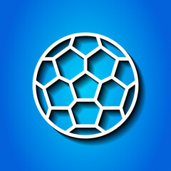 Obraz premium Football simple icon vector. Flat desing. White icon with shadow on blue background.ai