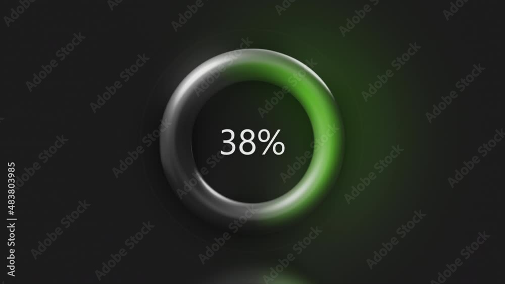 Poster green loading ring in abstraction. motion. running loading up to a hundred percent .