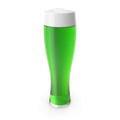 Glass with green beer Saint Patrick's Day concept (isolated on white)