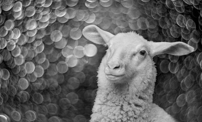 a happy lamb  - portrait on a bokeh background