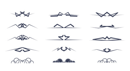 Fototapeta premium Geometrick vintage decoration in vector. Collection ornament desgn elements in retro style for test borders. Set vintage lines for label