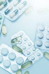 Close-up of different pills and capsules