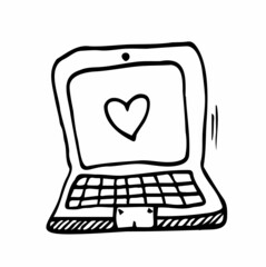 Doodle laptop icon in vector. Hand drawn laptop icon. Doodle computer icon. Hand drawn computer icon.