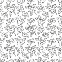 Blueberry seamless fabric pattern, seamless digital paper, berry seamless file, line art blueberry