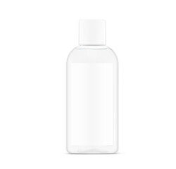 Transparent shampoo bottle mockup. Realistic vector illustration isolated on white background. Ready for use in your design. EPS10.	