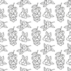 Blueberry seamless fabric pattern, seamless digital paper, berry seamless file, line art blueberry